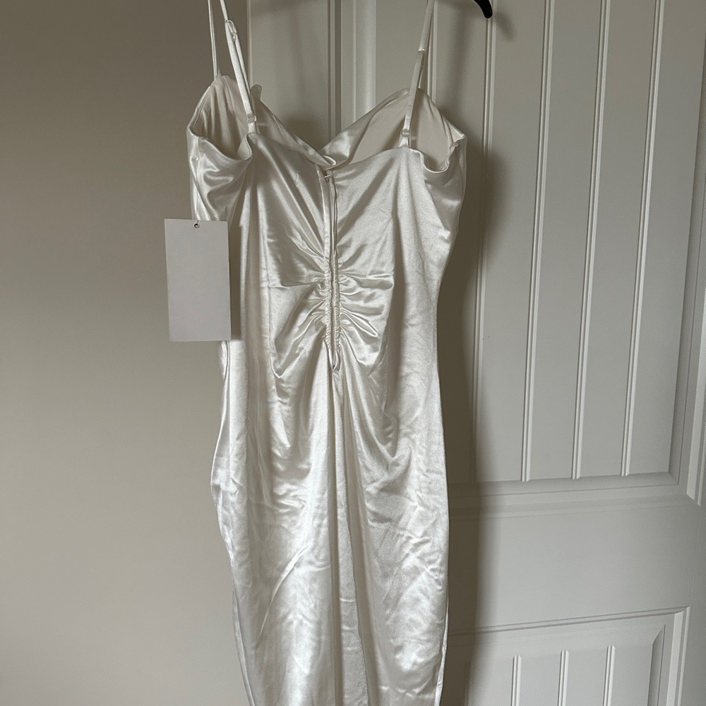 Honey and Rosie Ivory Satin Midi Dress - Picture 2 of 3